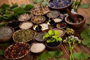 Image Herbal teas and supplements, representing natural remedies for PCOD_PCOS